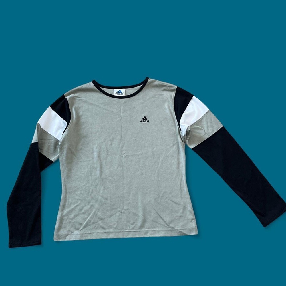 Adidas Men’s Long Sleeve Shirt in Gray, Black, and White